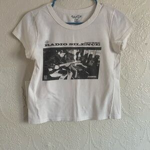 Brandy Melville White Graphic Crop Top